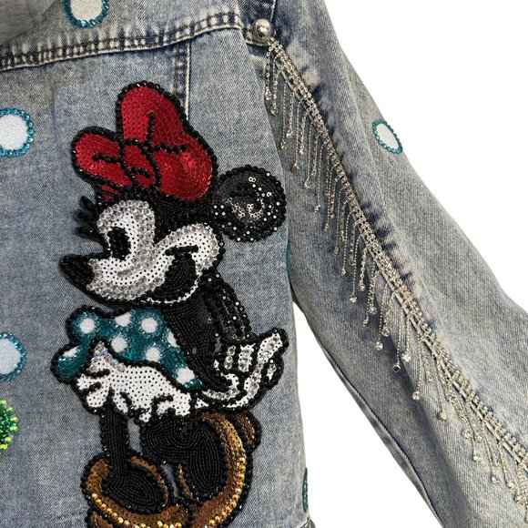 (H-217) Minnie Mouse Embellished Denim Jacket Size XL - Picture 7 of 13